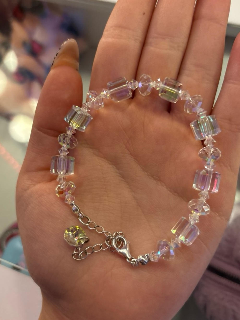Aurora Crystal Bead Bracelet - Clear Iridescent